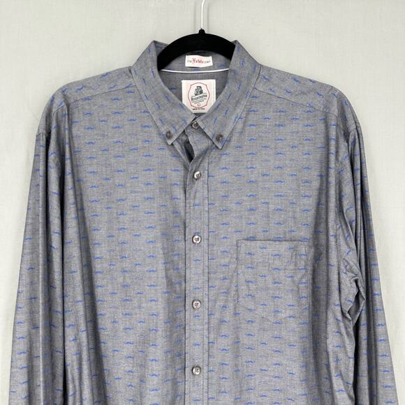 Vintage Kennington LTD Shirt Men Large Gray Mustache Print Novelty Button Estate - Picture 4 of 10